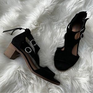 Merona Black Slingback Zipper Block Heel Sandals